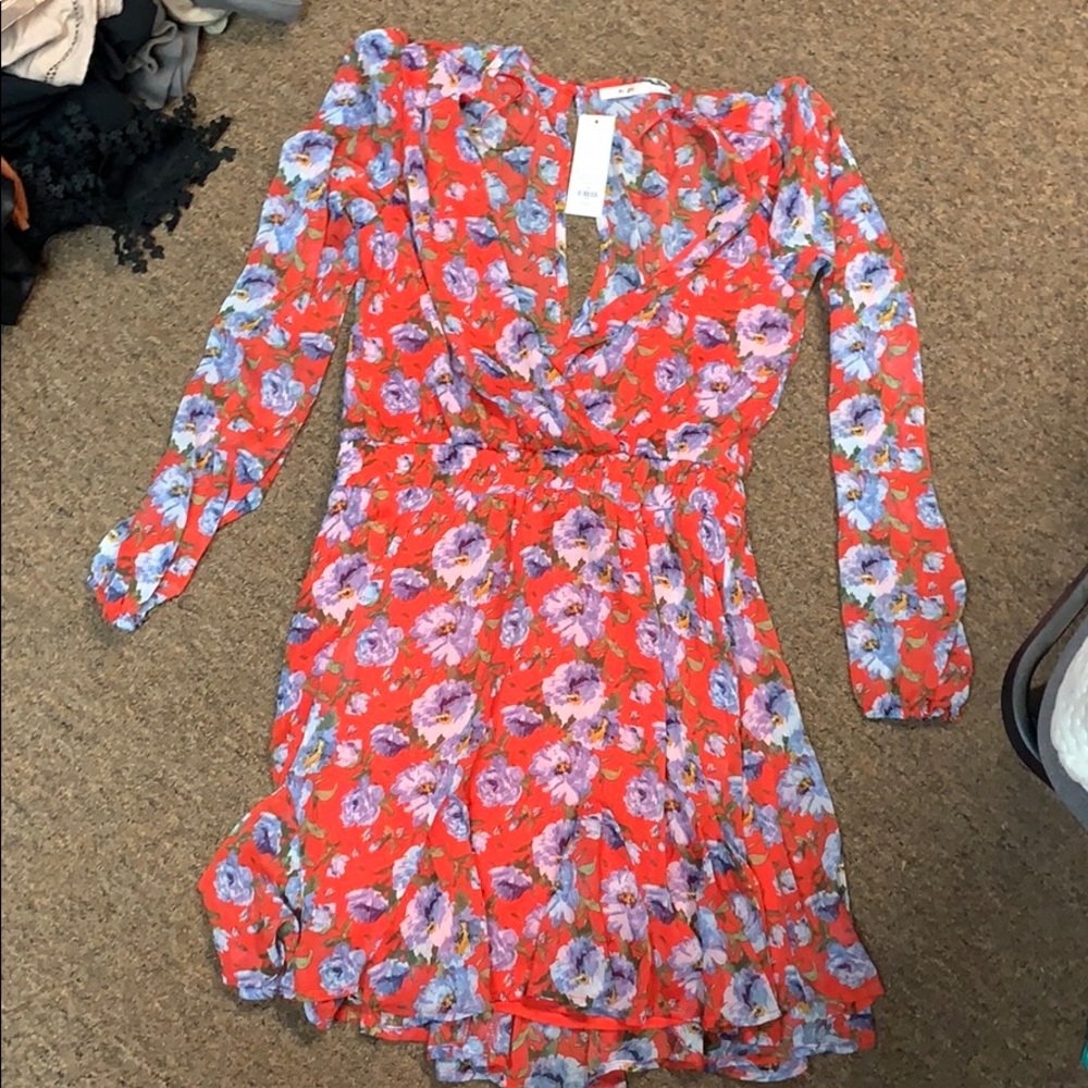 flowy A-line long sleeve floral dress